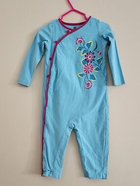 Baby Girl  Floral Embroidery One-Piece Romper , 12-18 M